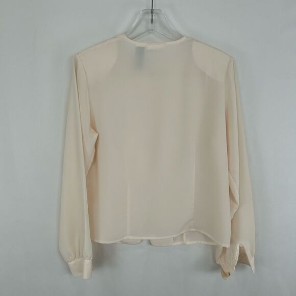 Vintage Jaclyn Smith Cream Chiffon Blouse with Embroidery - Picture 6 of 8